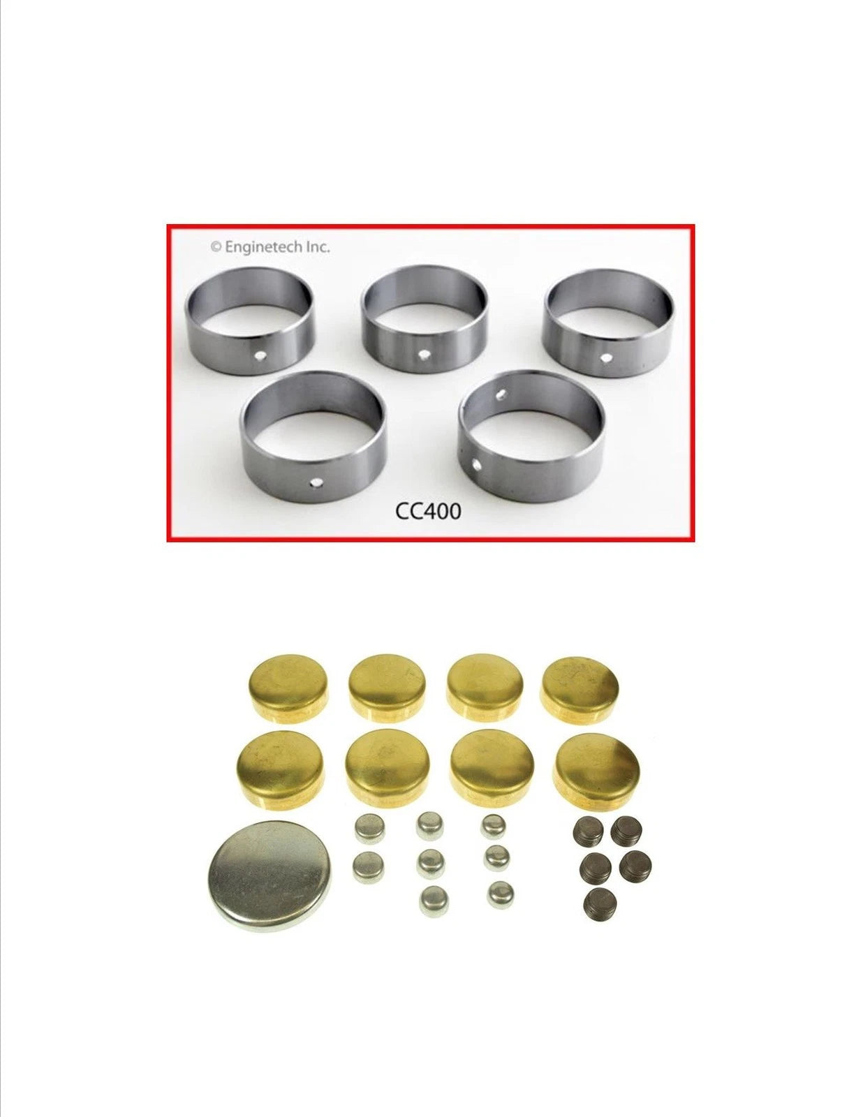 Enginetech Cam Bearings Set Ford 260 289 302 351W Brass Freeze Plugs