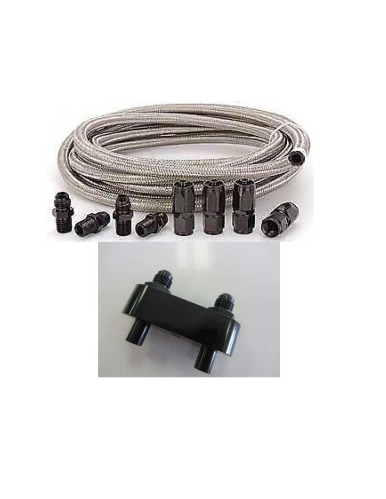 Automatic Transmission Cooler Line Kit -6AN Steel Braided Hose GM 6L80E